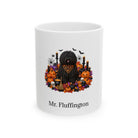Personalized Puli dog Halloween mug, 11oz white ceramic, with custom pet name on front
