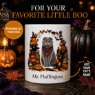 Personalized Scottish Fold Cat Halloween Mug – Custom Pet Name Gift – front view with no handle