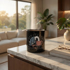 Black 11oz ceramic mug featuring an exhausted goose illustration and the text Too Tired For This.