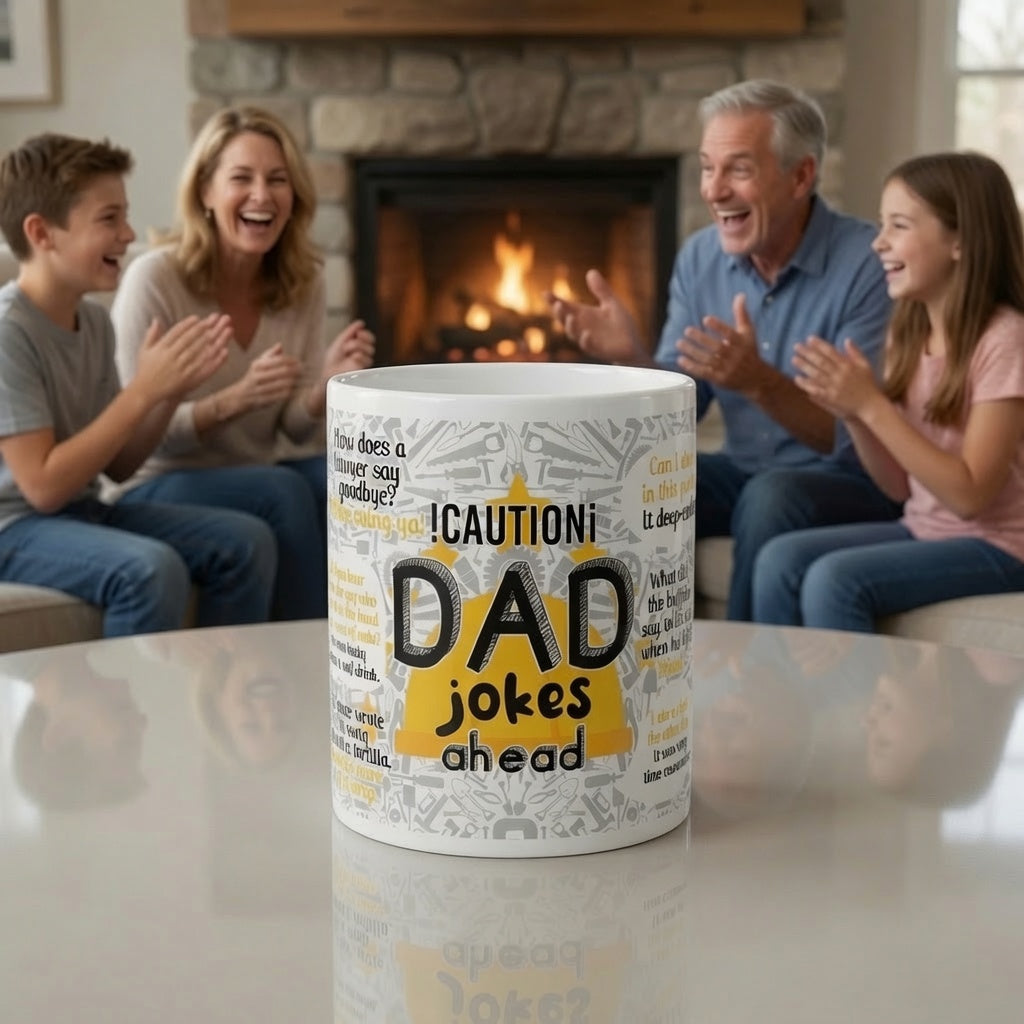 Dad Jokes Ahead Ceramic Mug | Humorous Office Coffee Cup for Men (11oz/15oz)