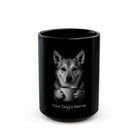 Personalized Carolina black ceramic coffee mug with custom dog name