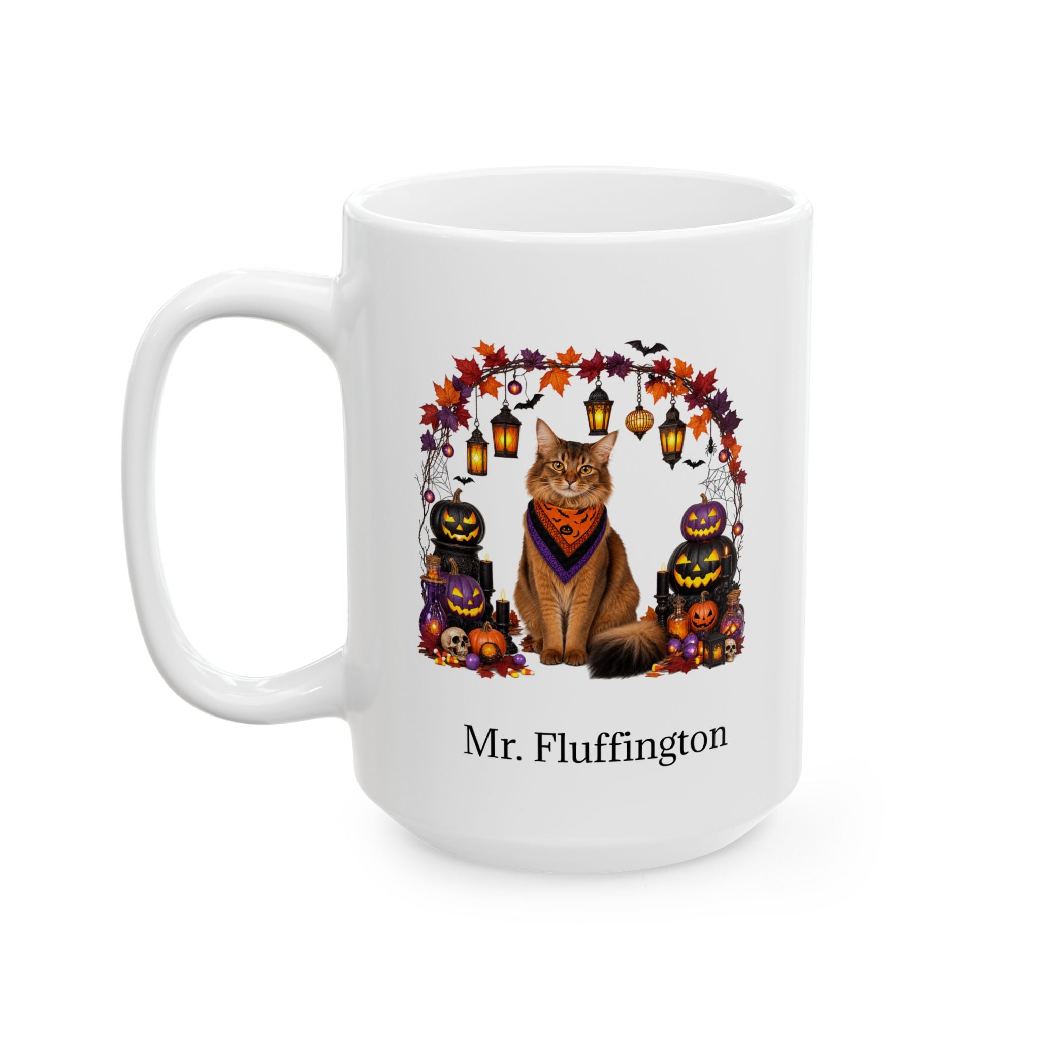 Personalized Somali Cat Halloween Mug – Custom Pet Name Gift