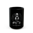 Personalized Charles Spaniel black ceramic coffee mug with custom dog name