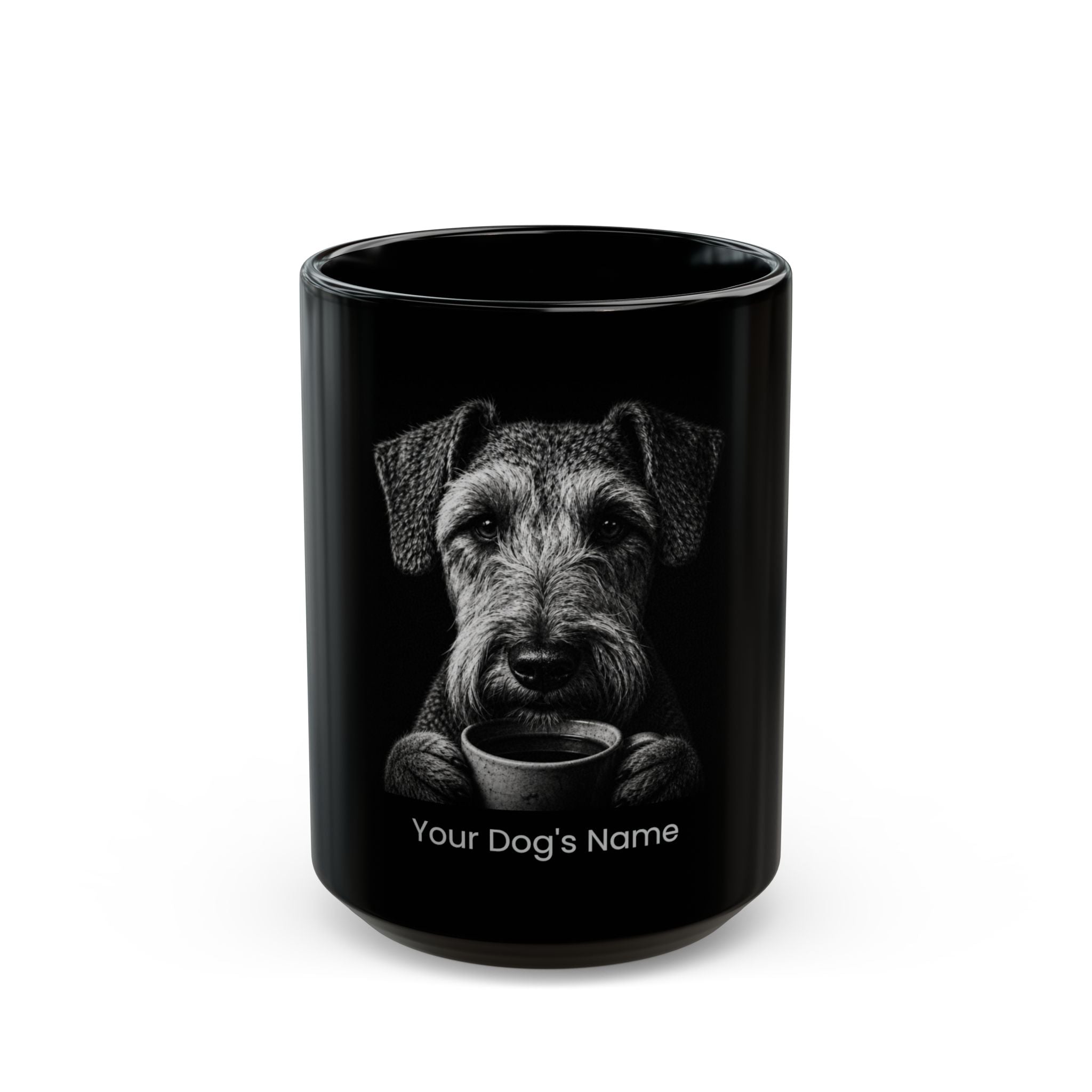 Personalized Chesapeake Bay Terrier black ceramic coffee mug with custom dog name