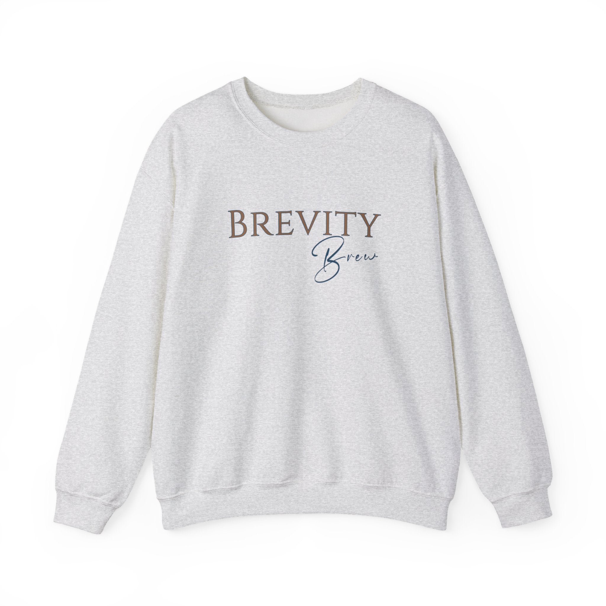 Brevity Brew Crewneck Sweatshirt – Minimal White Embroidered Pullover