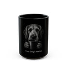 Personalized Spinone Italiano black ceramic coffee mug with custom dog name