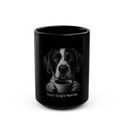 Personalized Brittany black ceramic coffee mug with custom dog name