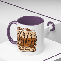Ceramic Coffee Mug – "Genuine Coffee Slut" Retro Accent (11/15oz)