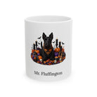 Personalized Scottish Terrier dog Halloween mug, 11oz white ceramic, with custom pet name on front