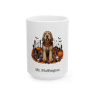 Personalized Otterhound dog Halloween mug, 15oz white ceramic, with custom pet name on front