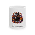 Personalized Curly-Coated Retriever dog Halloween mug, 15oz white ceramic, with custom pet name on front