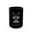 Personalized Finnish Lapphund black ceramic coffee mug with custom dog name