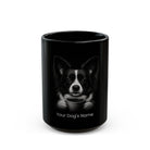 Personalized Papillon black ceramic coffee mug with custom dog name