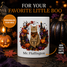 Personalized Ocicat Cat Halloween Mug – Custom Pet Name Gift – front view with no handle