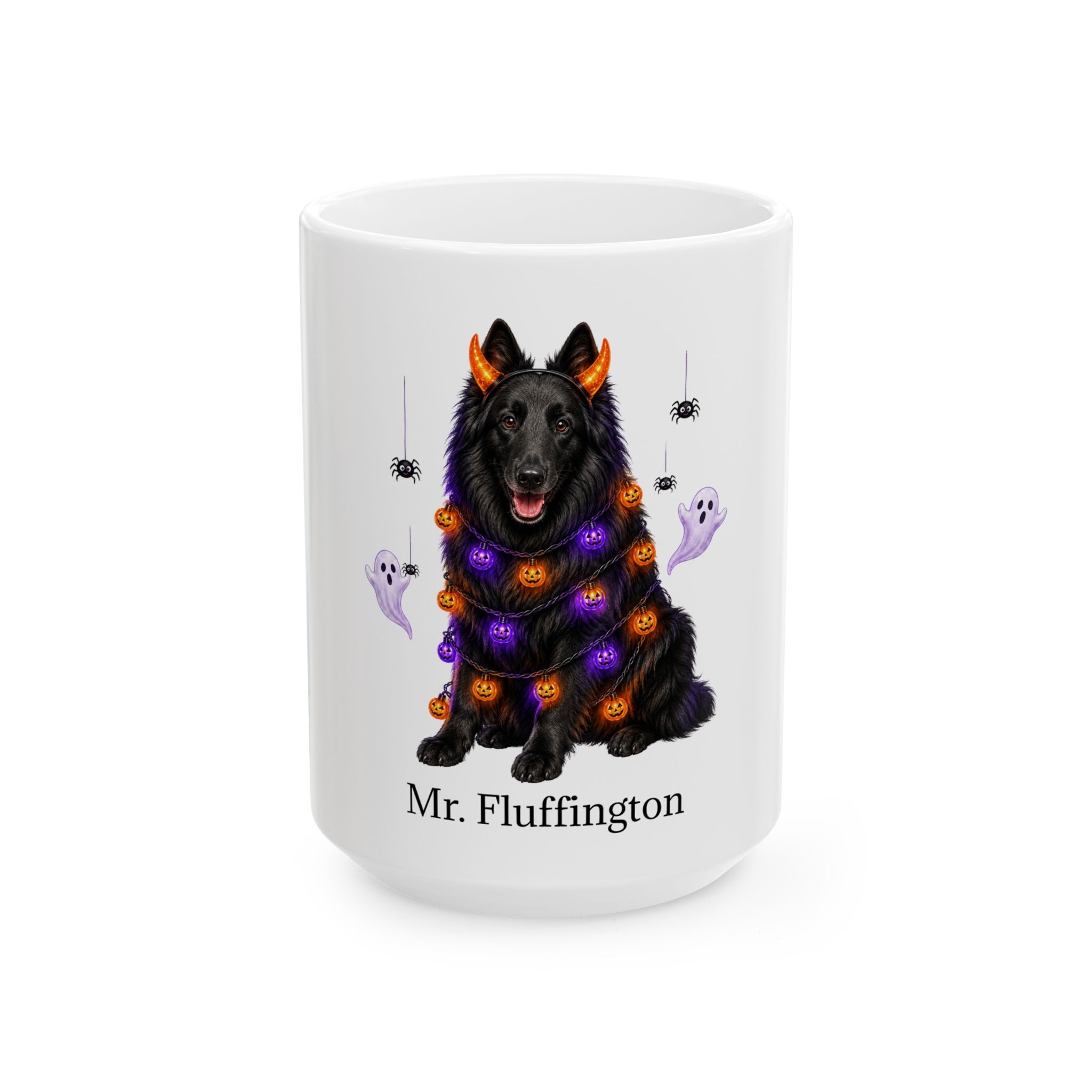 Personalized Belgian Sheep Dog Mug – Custom Pet Name Halloween Gift