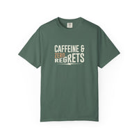Caffeine & Zero Regrets T-Shirt - Funny Coffee Pun Tee - Sarcastic Barista Shirt - Minimalist Aesthetic Graphic Top - Premium Comfort Colors 1717