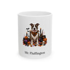 Personalized American Staffordshire Terrier dog Halloween mug, 15oz white ceramic, with custom pet name on front