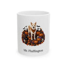 Personalized Canaan dog Halloween mug, 11oz white ceramic, with custom pet name on front