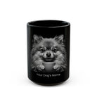 Personalized Pomeranian black ceramic coffee mug with custom dog name