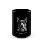 Personalized Corgi black ceramic coffee mug with custom dog name