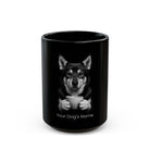 Personalized Jämthund black ceramic coffee mug with custom dog name