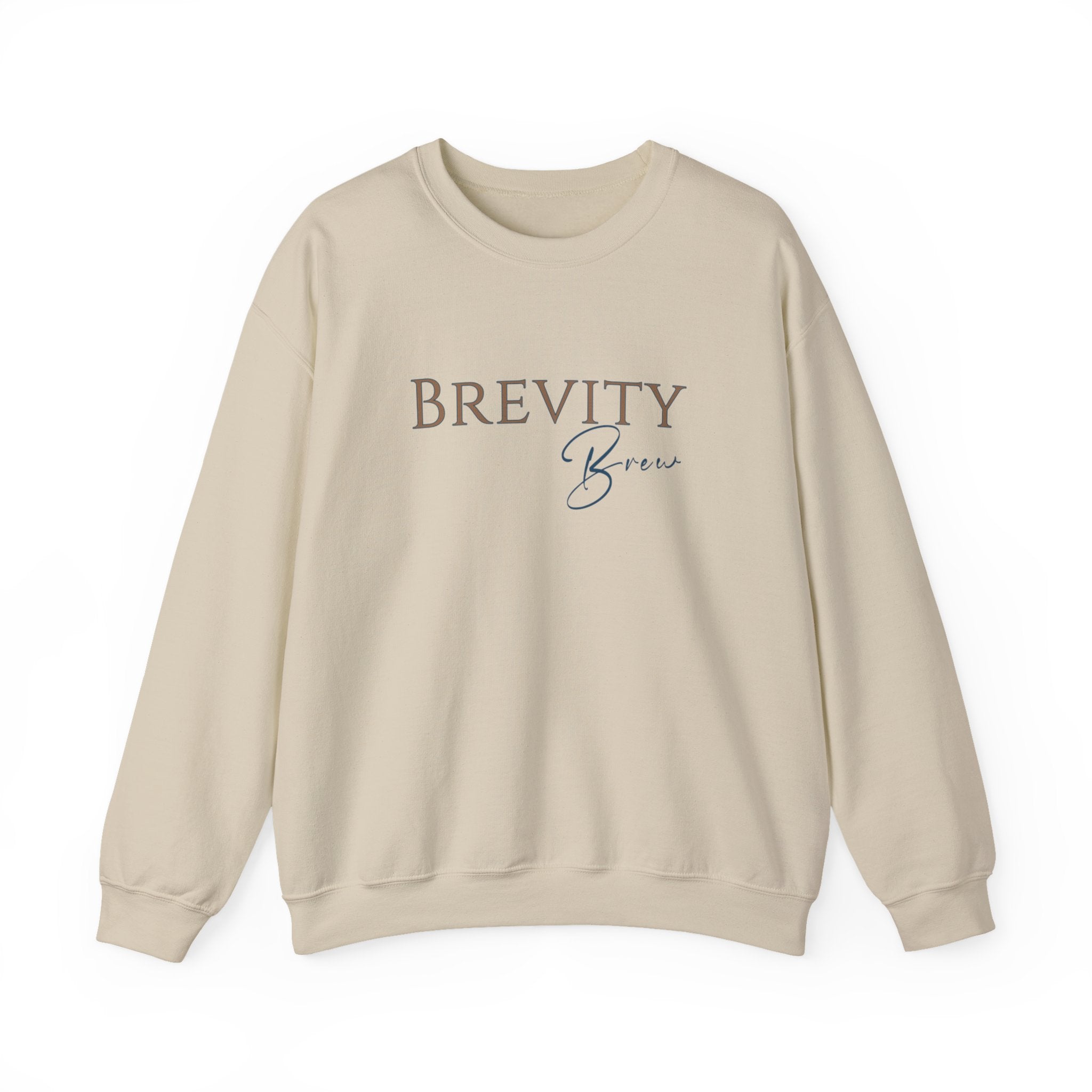 Brevity Brew Crewneck Sweatshirt – Minimal White Embroidered Pullover