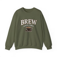 Brew Good Vibes Coffee Sweatshirt – Vintage Unisex Cotton Blend Crewneck