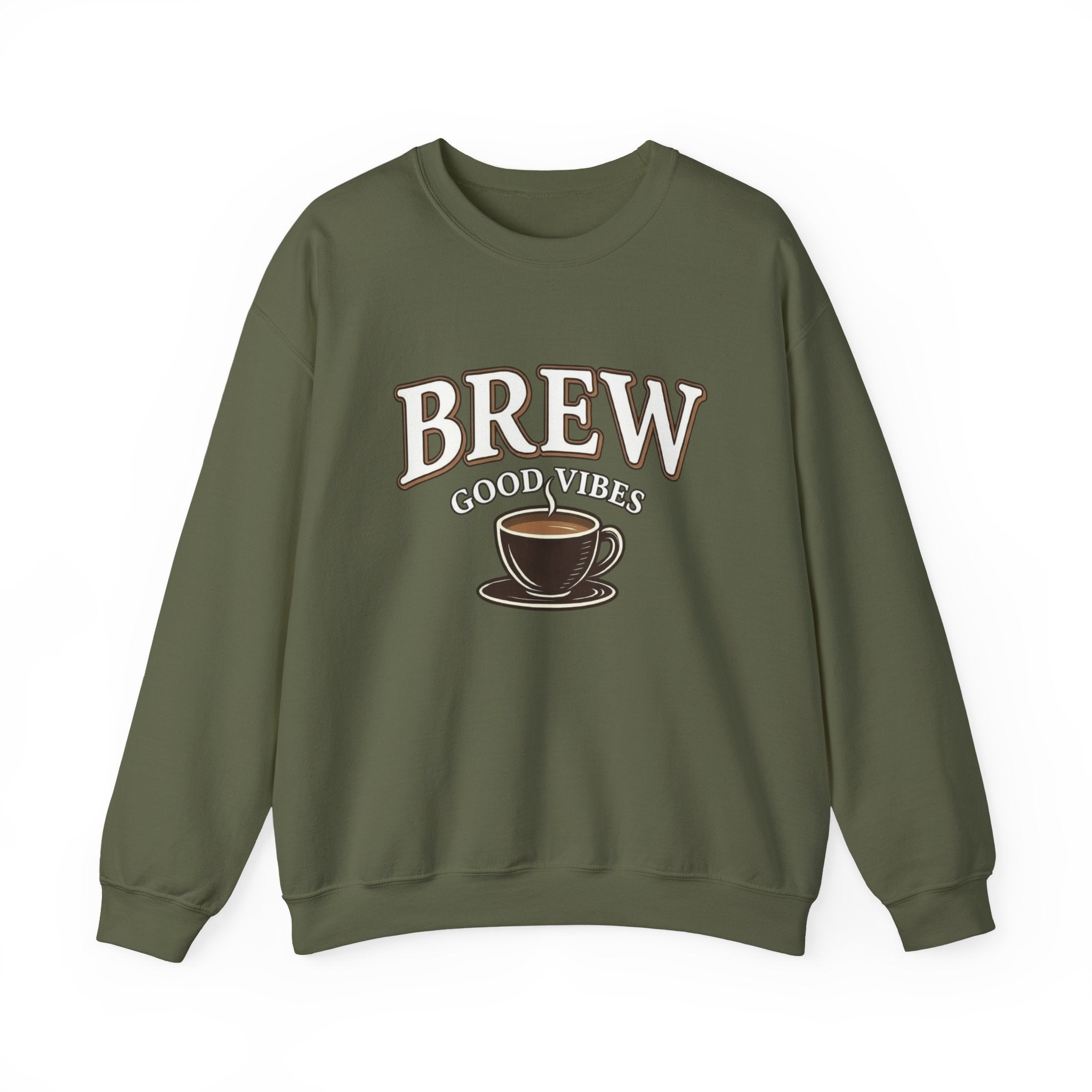 Brew Good Vibes Coffee Sweatshirt – Vintage Unisex Cotton Blend Crewneck