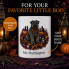 Personalized Bouvier des Flandres Halloween Mug – Custom Dog Name Gift – front view with no handle
