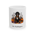 Personalized Portuguese Water dog Halloween mug, 11oz white ceramic, with custom pet name on front