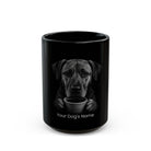 Personalized Black Mouth Cur black ceramic coffee mug with custom dog name