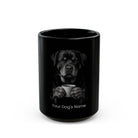 Personalized Rottweiler black ceramic coffee mug with custom dog name