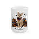 Angled Singapura cat Halloween mug with personalized pet name and fall design — image 3