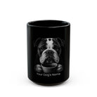 Personalized Boston English Bulldog black ceramic coffee mug with custom dog name
