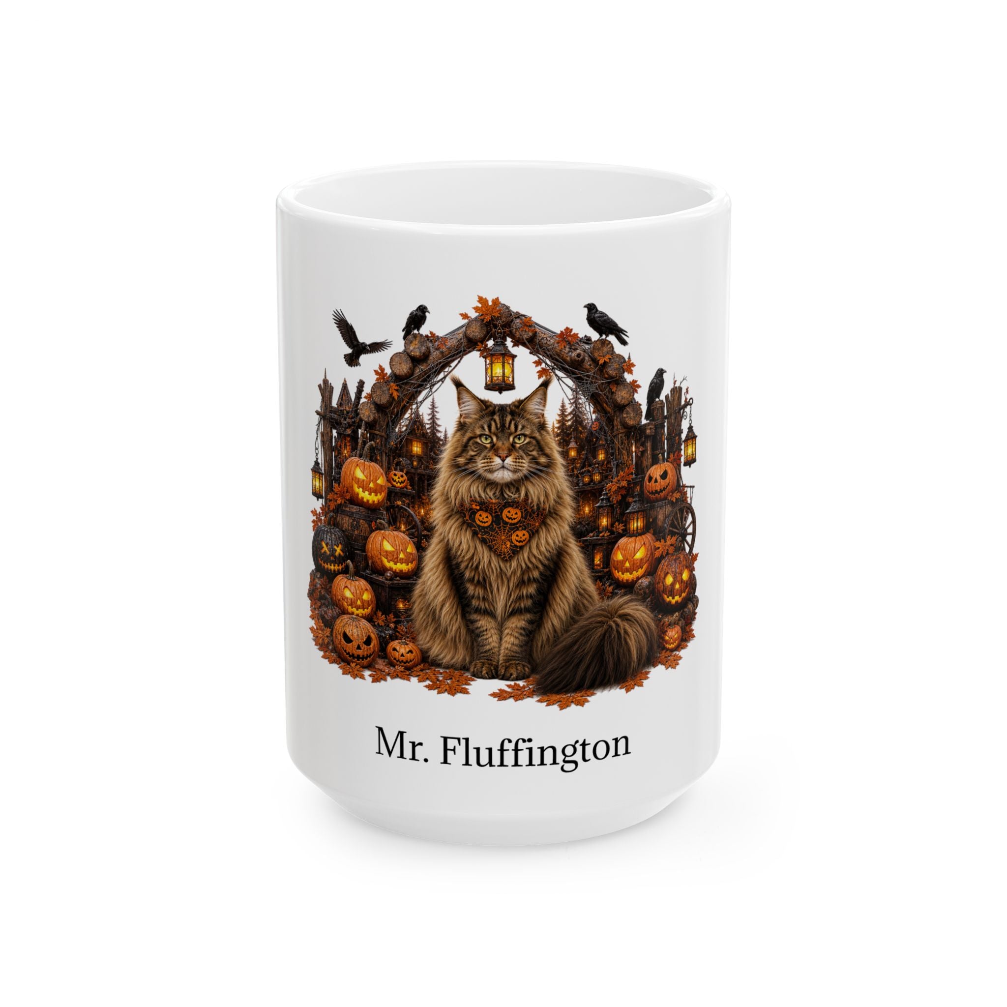 Personalized Maine Coon Cat Halloween Mug – Custom Name