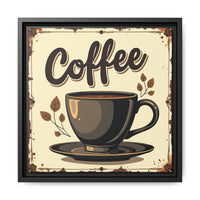 Brevity Brew Coffee Cup Wall Art – 14x14 Framed Matte Canvas Kitchen Sign