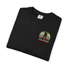 Black t-shirt featuring a retro Bigfoot graphic with the text Social Distancing Champion.