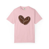 Comfort Colors Coffee Heart Shirt – Minimalist Coffee Bean Tee – Vintage Wash Aesthetic Top – Oversized Barista Gift
