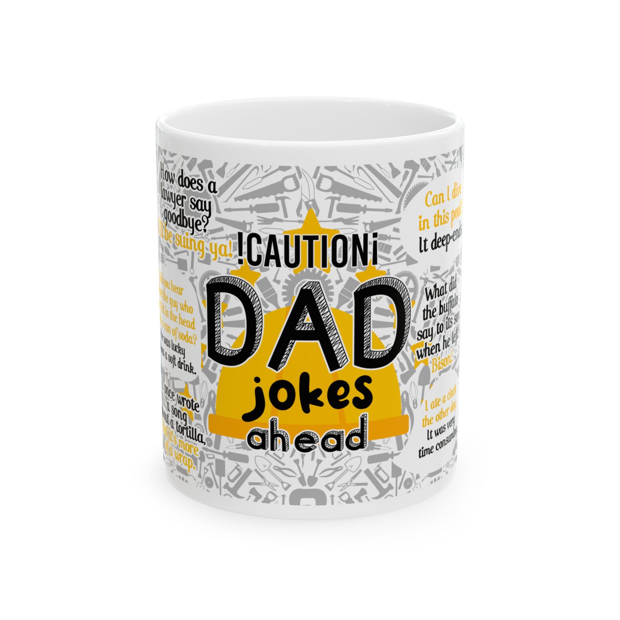 Dad Jokes Ahead Ceramic Mug | Humorous Office Coffee Cup for Men (11oz/15oz)
