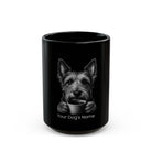 Personalized Australian Terrier black ceramic coffee mug with custom dog name