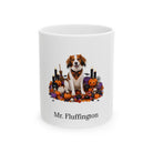 Personalized Kooikerhondje dog Halloween mug, 11oz white ceramic, with custom pet name on front