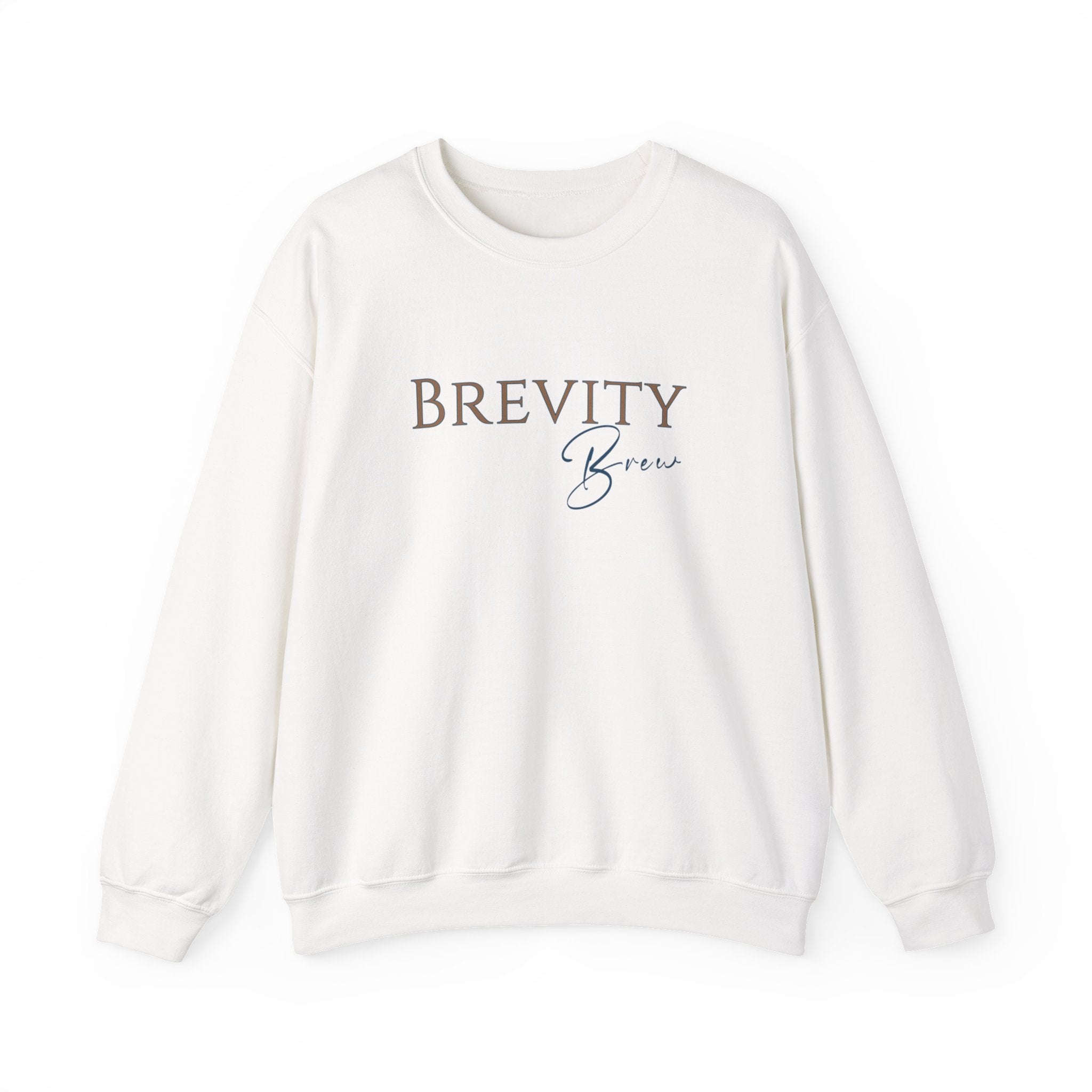 Brevity Brew Crewneck Sweatshirt – Minimal White Embroidered Pullover
