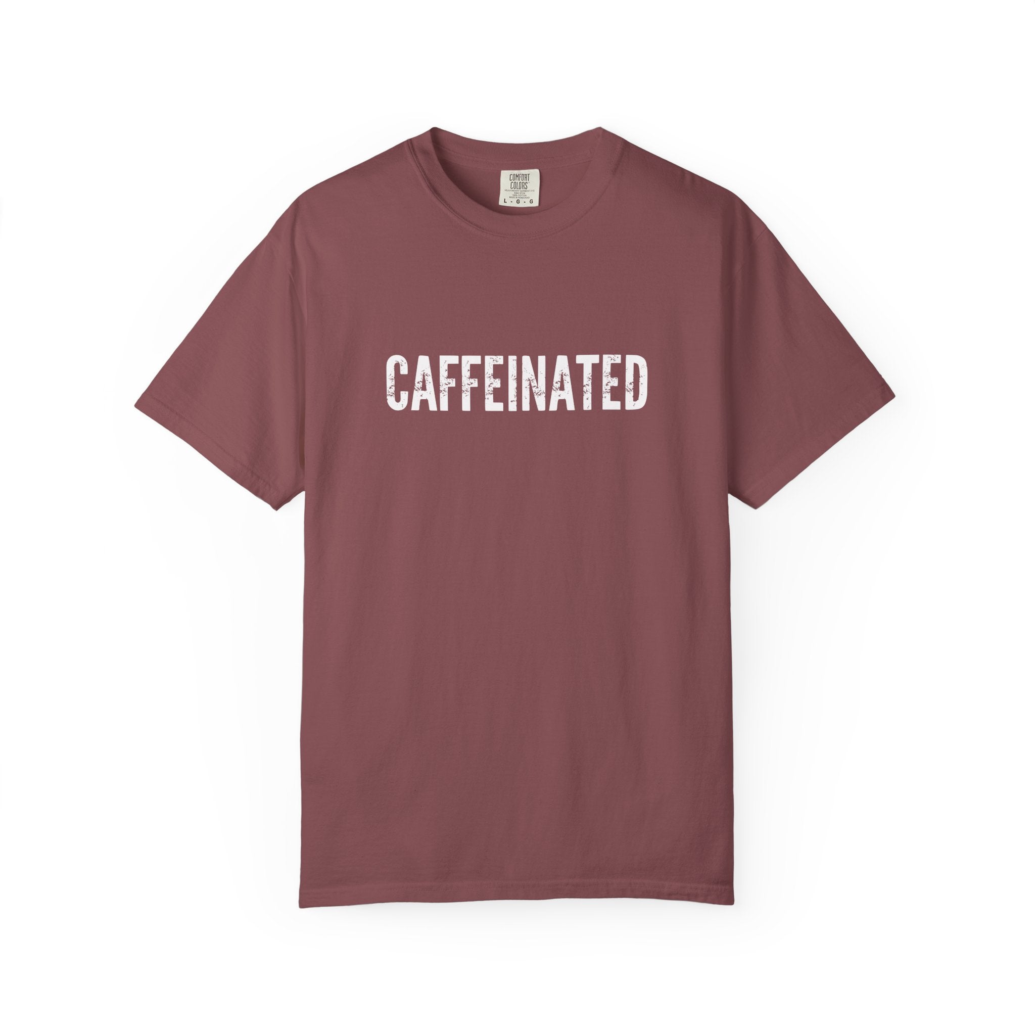 Caffeinated T-Shirt | Comfort Colors 1717 | Minimalist Coffee Box Logo Tee