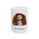 Personalized Japanese Bobtail cat Halloween mug, 15oz white ceramic, with custom pet name on front