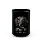 Personalized Redbone Coonhound black ceramic coffee mug with custom dog name