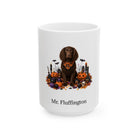 Personalized American Water Spaniel dog Halloween mug, 11oz white ceramic, with custom pet name on front