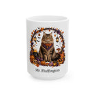 Angled Siberian cat Halloween mug with personalized pet name and fall design — image 3