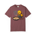 A maroon t-shirt featuring a sleepy chick wearing an apron with the text Brew-tal! I'm going to need