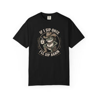 Coffee Frog T-Shirt — “If I Sip Once I’ll Sip Again” Retro Graphic Tee