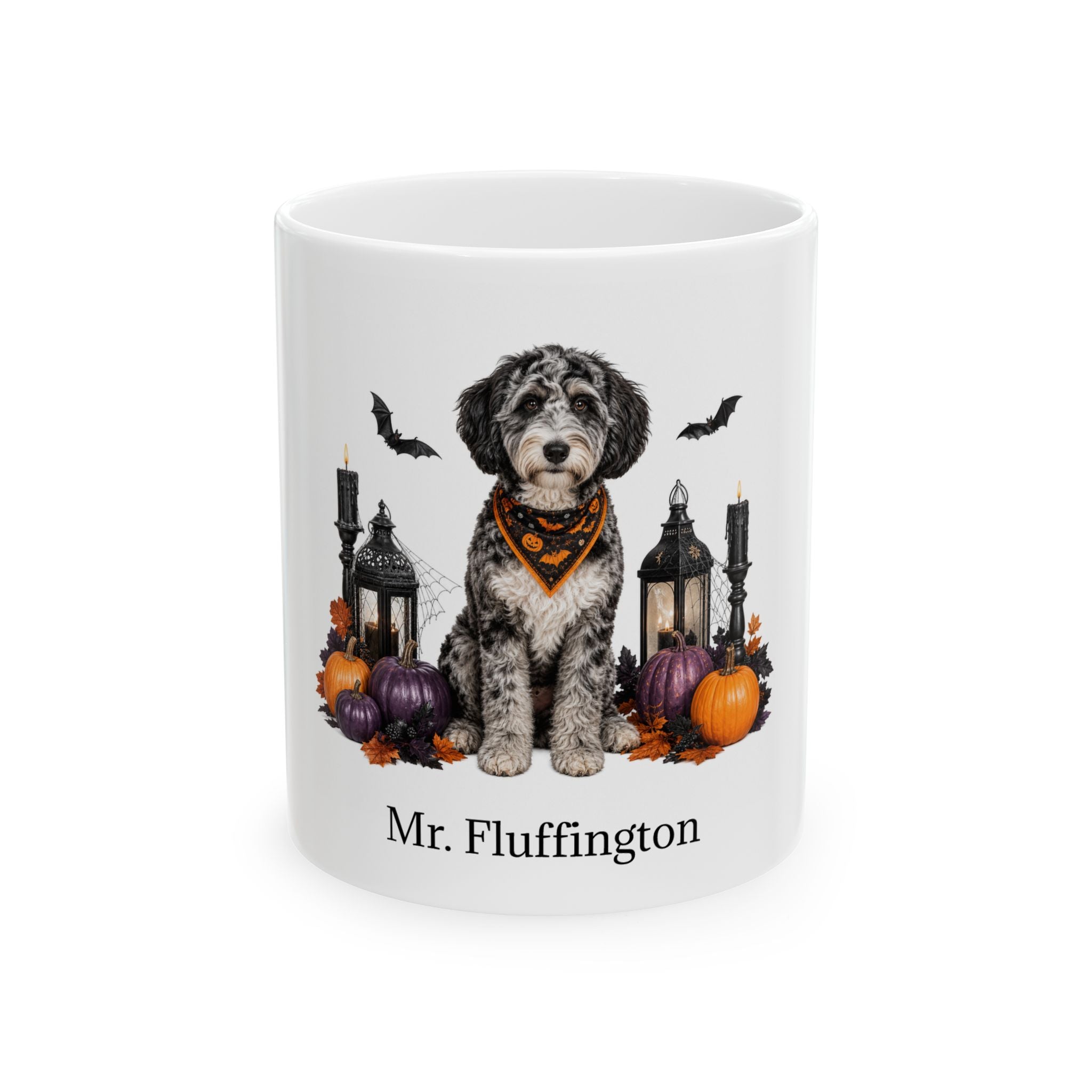 Personalized Aussiedoodle Dog Mug – Custom Pet Name Halloween Gift